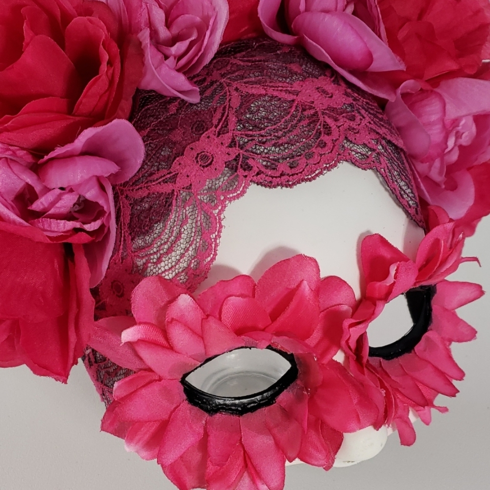 Pink day of the dead mask